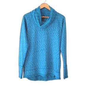 RBX Long Sleeve Cowl Neck Pullover Blue Gray Striated size M